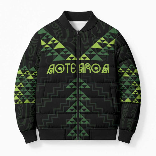 Custom New Zealand Maori Koru Koiri Motif Bomber Puffer Jacket - Aussie Hoodie