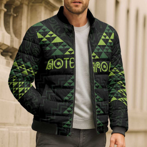 Custom New Zealand Maori Koru Koiri Motif Bomber Puffer Jacket - Aussie Hoodie
