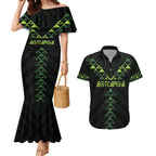 Custom New Zealand Maori Koru Koiri Motif Couples Matching Mermaid Dress and Hawaiian Shirt