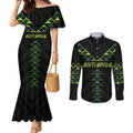 Custom New Zealand Maori Koru Koiri Motif Couples Matching Mermaid Dress and Long Sleeve Button Shirt