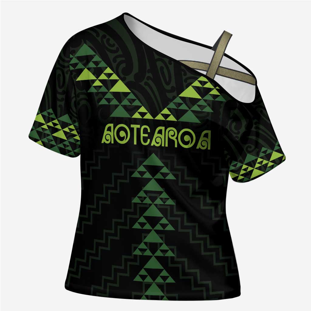 Custom New Zealand Maori Koru Koiri Motif Cross Shoulder Shirt - Aussie Hoodie