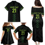 Custom New Zealand Maori Koru Koiri Motif Family Matching Puletasi and Hawaiian Shirt
