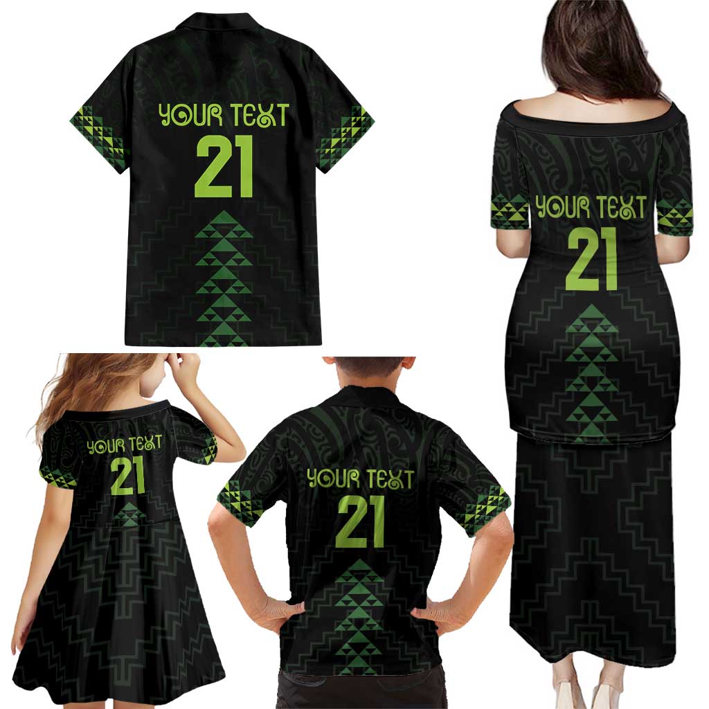 Custom New Zealand Maori Koru Koiri Motif Family Matching Puletasi and Hawaiian Shirt