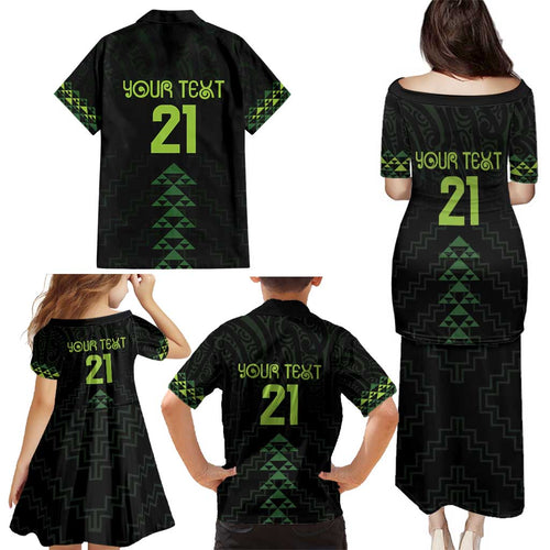 Custom New Zealand Maori Koru Koiri Motif Family Matching Puletasi and Hawaiian Shirt