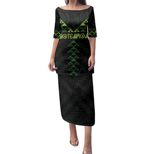 Custom New Zealand Maori Koru Koiri Motif Family Matching Puletasi and Hawaiian Shirt