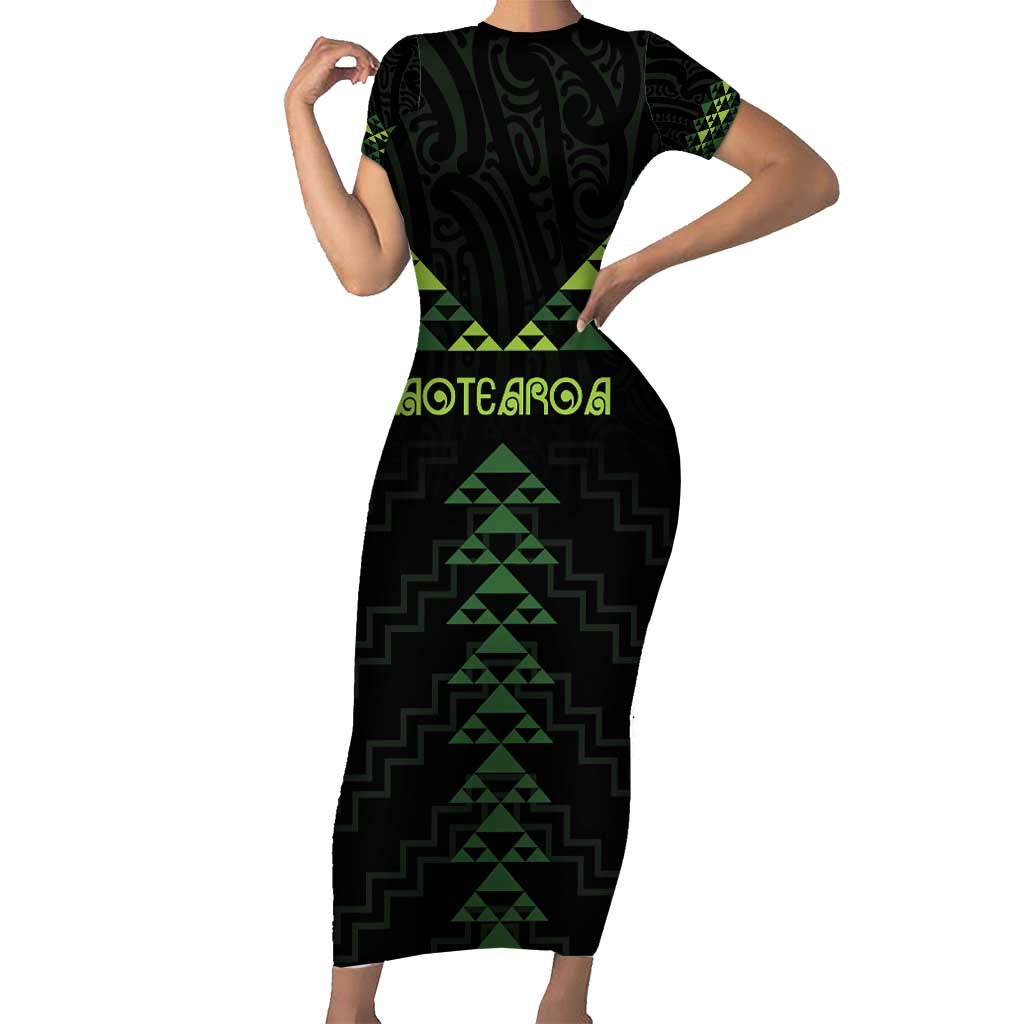 Custom New Zealand Maori Koru Koiri Motif Family Matching Short Sleeve Bodycon Dress and Hawaiian Shirt