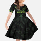 Custom New Zealand Maori Koru Koiri Motif Kid Short Sleeve Dress
