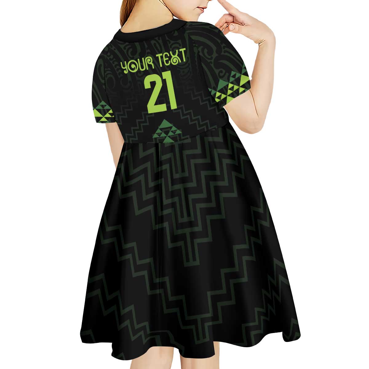 Custom New Zealand Maori Koru Koiri Motif Kid Short Sleeve Dress