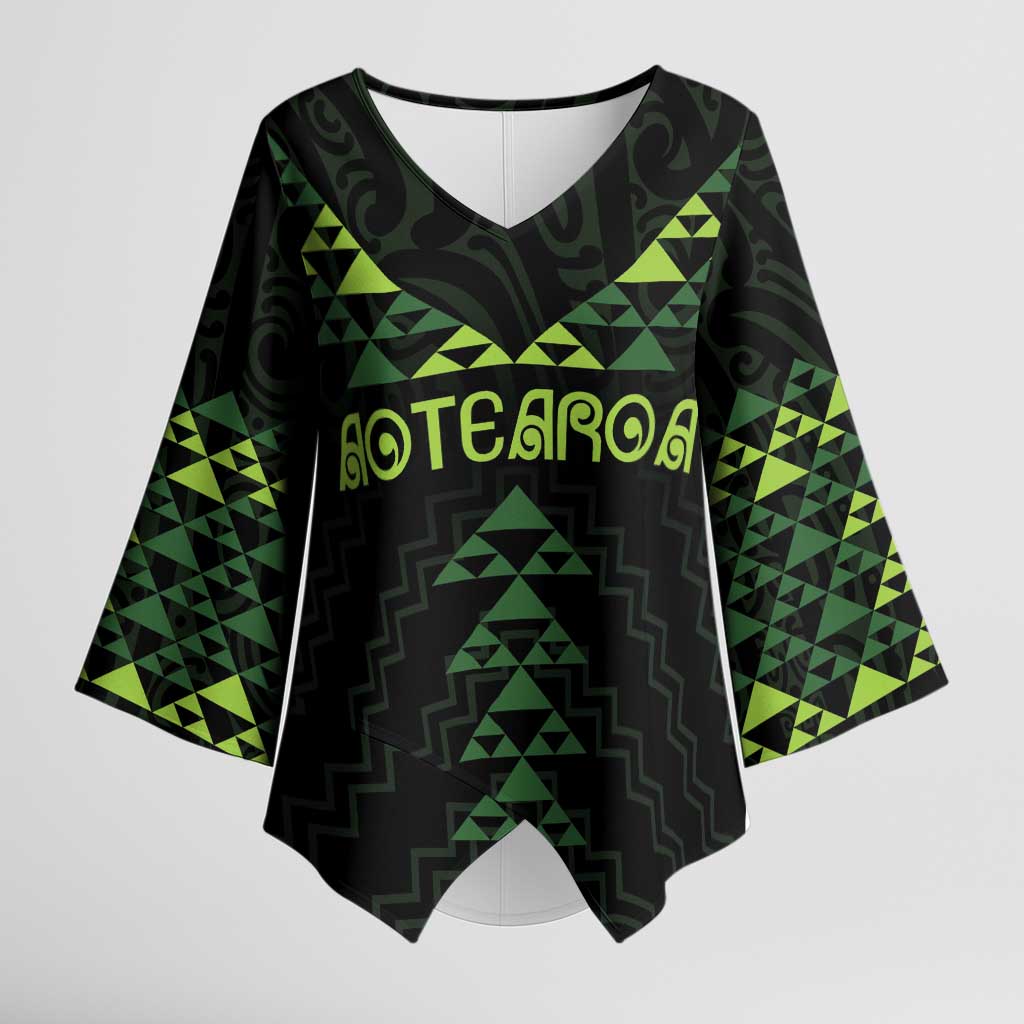 Custom New Zealand Maori Koru Koiri Motif Kimono Sleeve Blouse - Aussie Hoodie