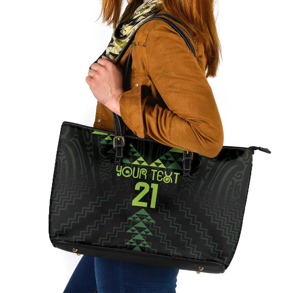 Custom New Zealand Maori Koru Koiri Motif Leather Tote Bag