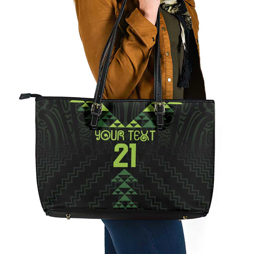Custom New Zealand Maori Koru Koiri Motif Leather Tote Bag