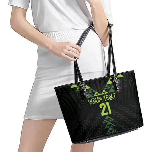 Custom New Zealand Maori Koru Koiri Motif Leather Tote Bag