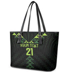 Custom New Zealand Maori Koru Koiri Motif Leather Tote Bag