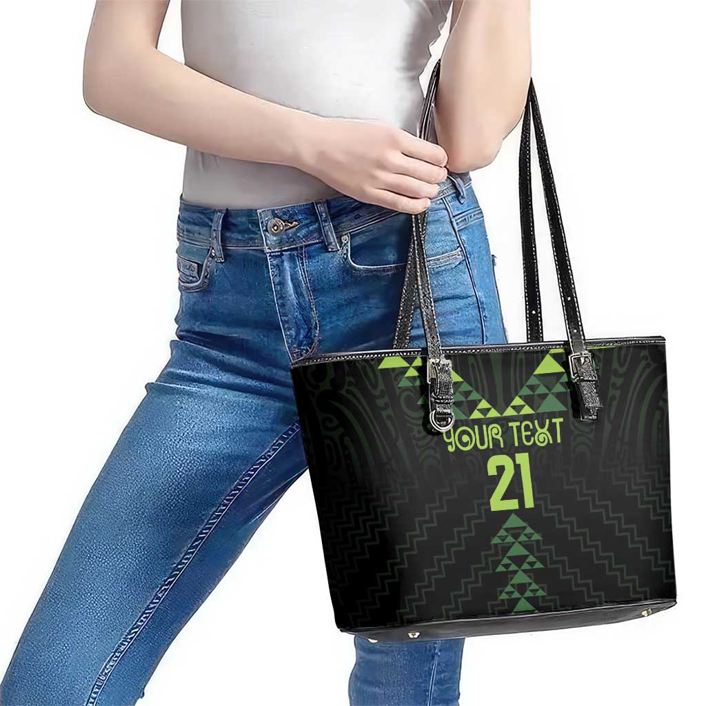 Custom New Zealand Maori Koru Koiri Motif Leather Tote Bag