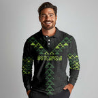 Custom New Zealand Maori Koru Koiri Motif Long Sleeve Polo Shirt