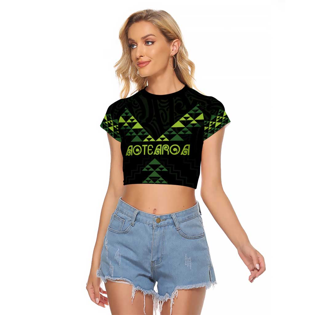 Custom New Zealand Maori Koru Koiri Motif Raglan Cropped T Shirt