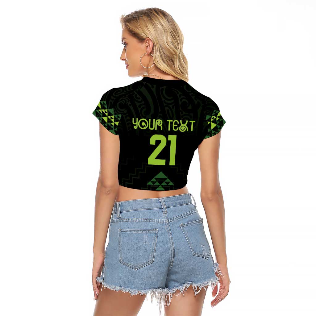 Custom New Zealand Maori Koru Koiri Motif Raglan Cropped T Shirt