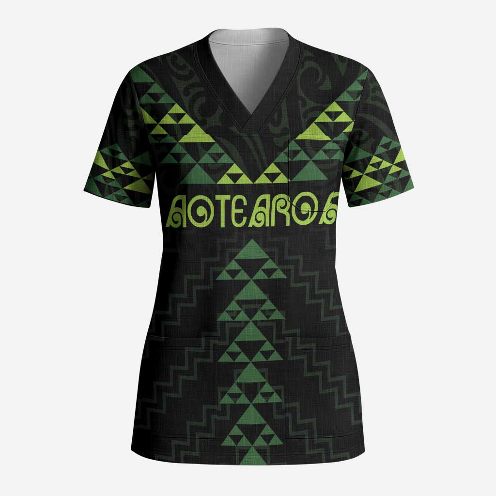 Custom New Zealand Maori Koru Koiri Motif Scrub Top - Aussie Hoodie