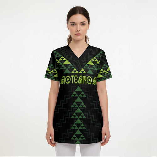 Custom New Zealand Maori Koru Koiri Motif Scrub Top - Aussie Hoodie