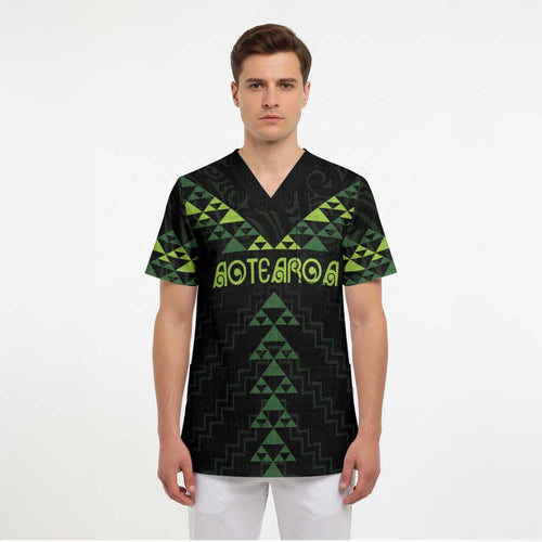 Custom New Zealand Maori Koru Koiri Motif Scrub Top - Aussie Hoodie