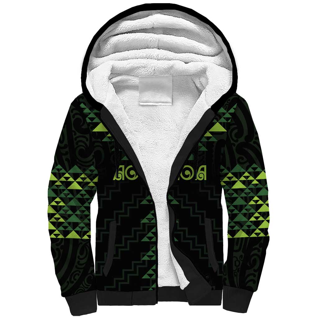 Custom New Zealand Maori Koru Koiri Motif Sherpa Hoodie
