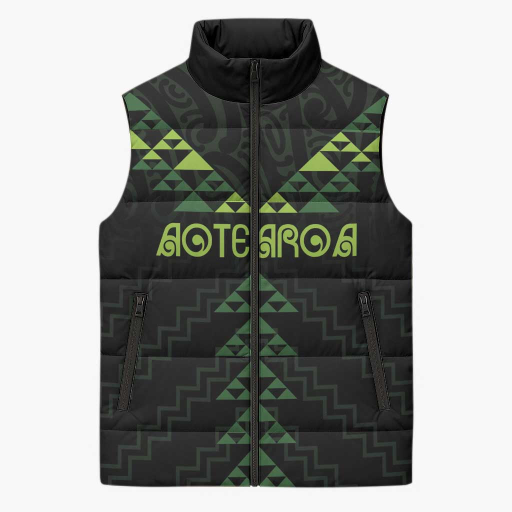 Custom New Zealand Maori Koru Koiri Motif Sleeveless Puffer Jacket - Aussie Hoodie
