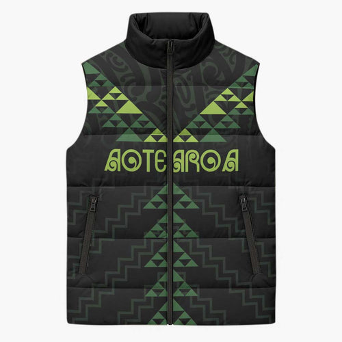 Custom New Zealand Maori Koru Koiri Motif Sleeveless Puffer Jacket - Aussie Hoodie