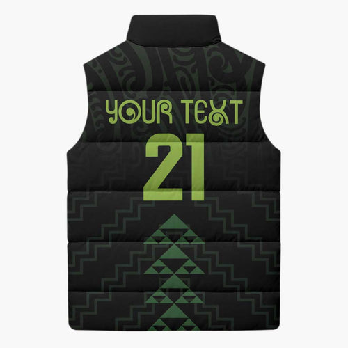 Custom New Zealand Maori Koru Koiri Motif Sleeveless Puffer Jacket - Aussie Hoodie