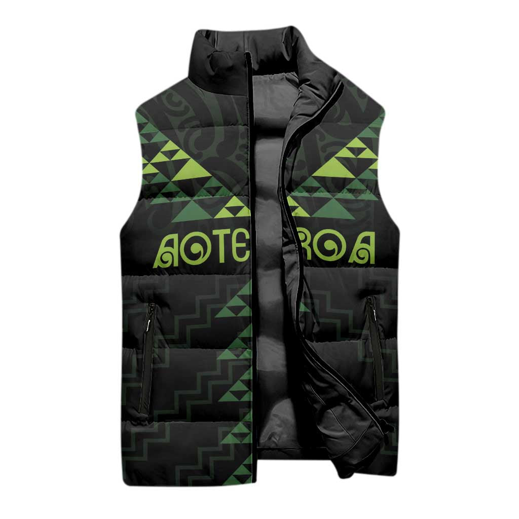 Custom New Zealand Maori Koru Koiri Motif Sleeveless Puffer Jacket - Aussie Hoodie