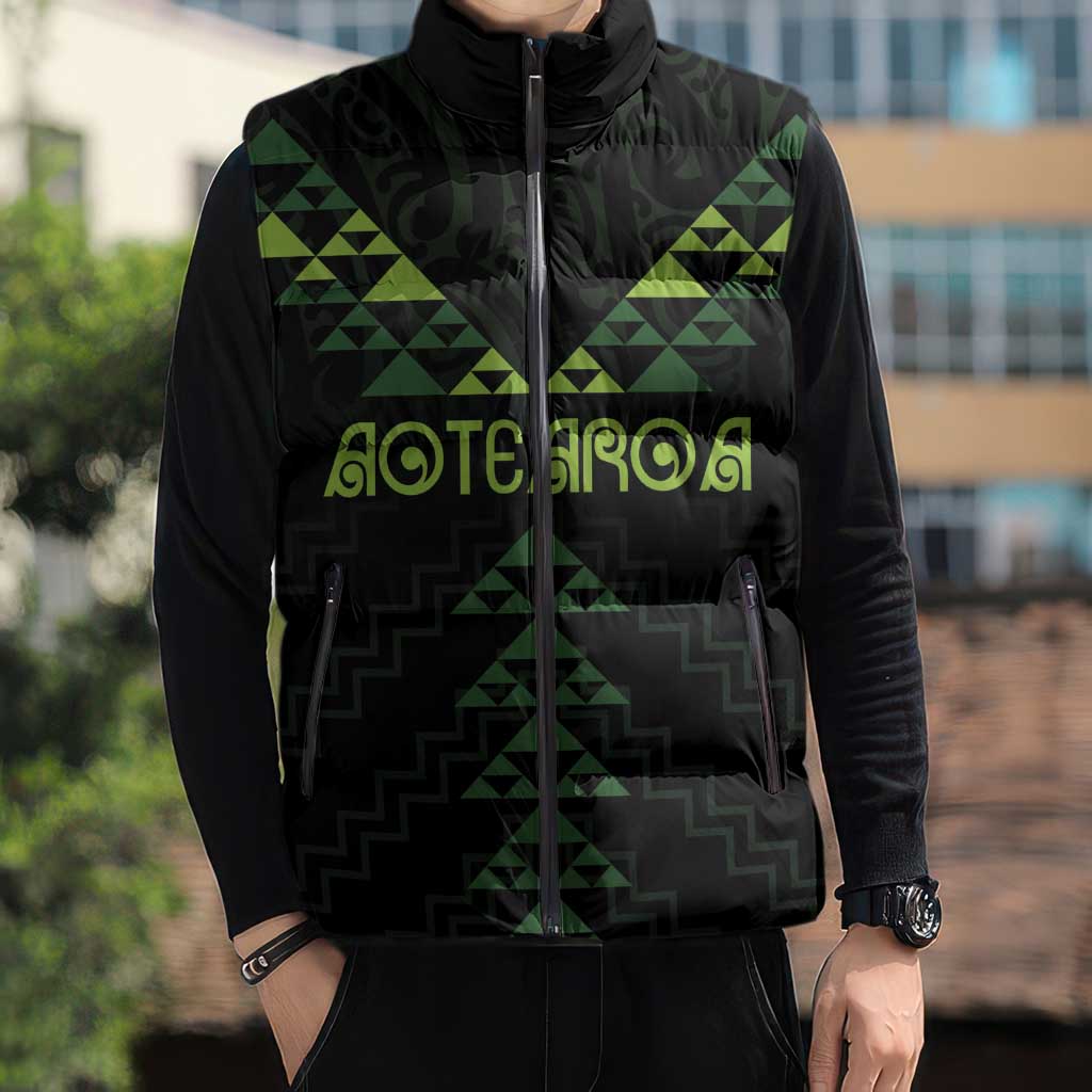 Custom New Zealand Maori Koru Koiri Motif Sleeveless Puffer Jacket - Aussie Hoodie