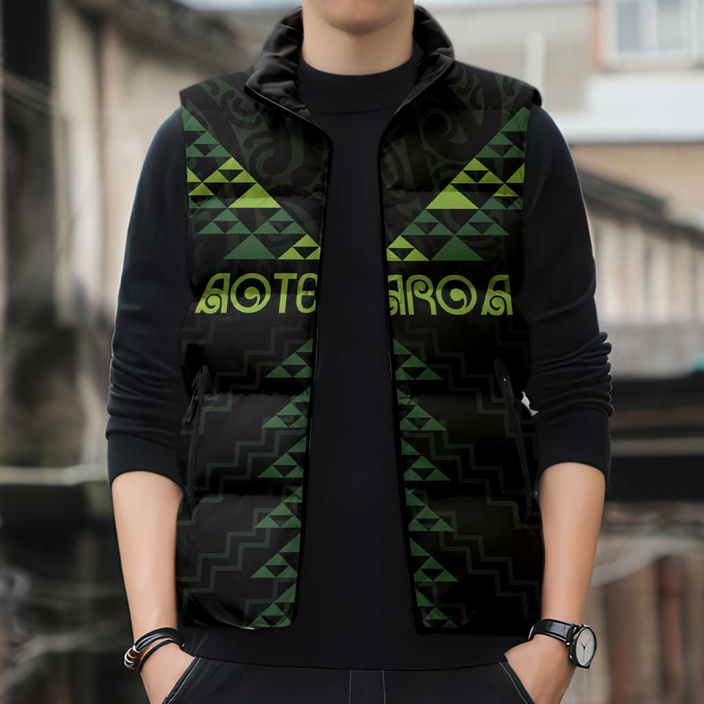 Custom New Zealand Maori Koru Koiri Motif Sleeveless Puffer Jacket - Aussie Hoodie