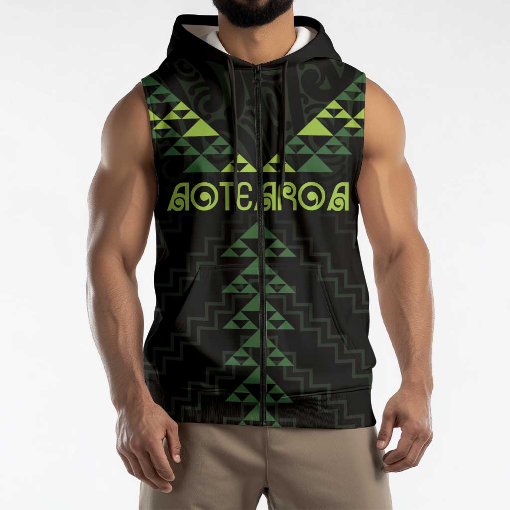 Custom New Zealand Maori Koru Koiri Motif Sleeveless Zip Hoodie LT9