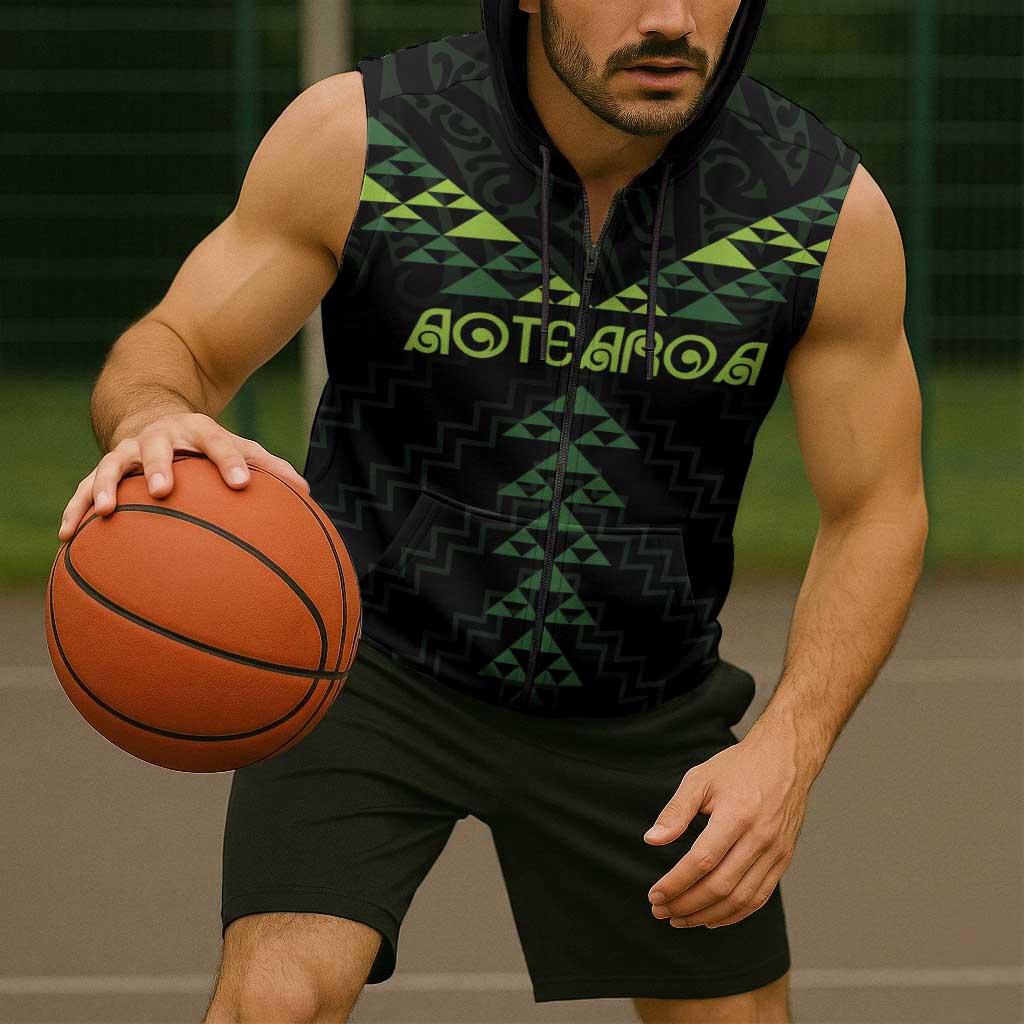 Custom New Zealand Maori Koru Koiri Motif Sleeveless Zip Hoodie LT9