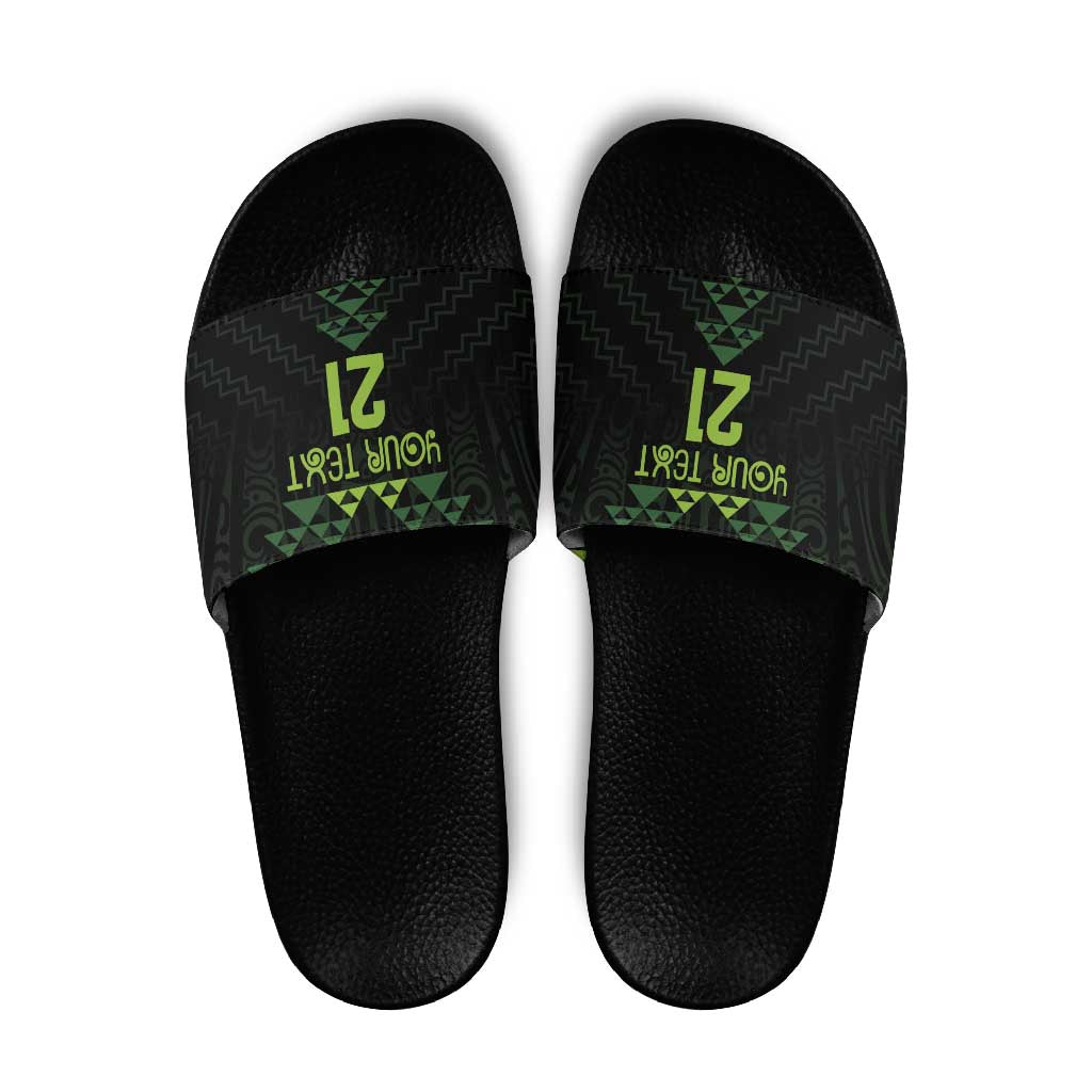 Custom New Zealand Maori Koru Koiri Motif Slide Sandals - Aussie Hoodie