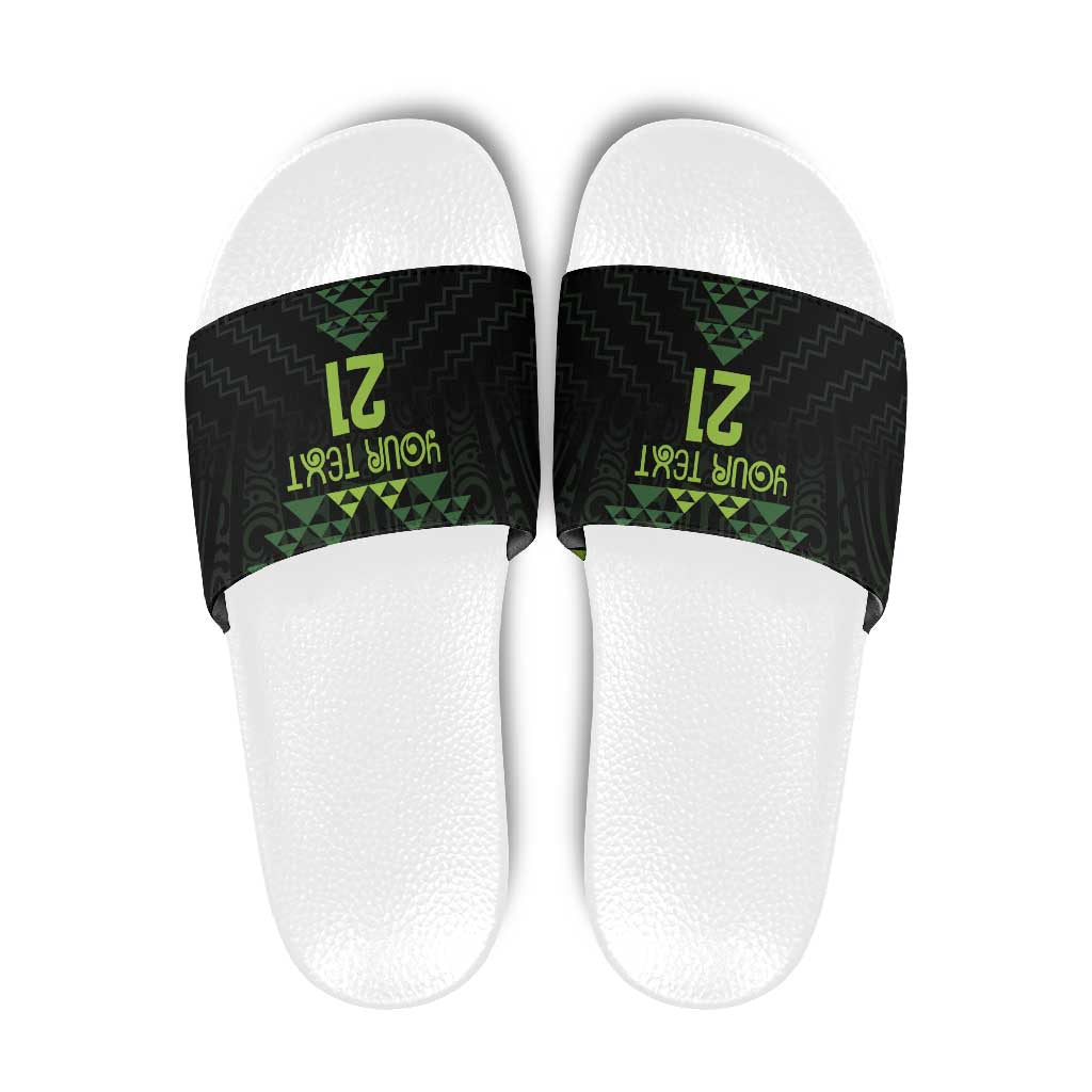 Custom New Zealand Maori Koru Koiri Motif Slide Sandals - Aussie Hoodie