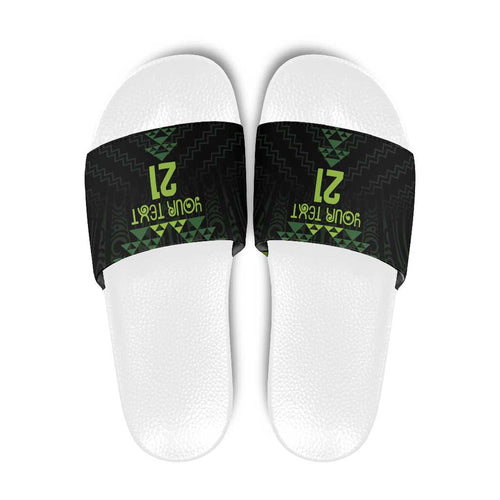 Custom New Zealand Maori Koru Koiri Motif Slide Sandals - Aussie Hoodie