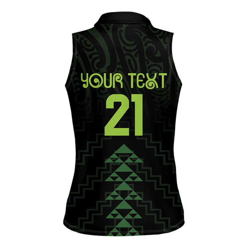 Custom New Zealand Maori Koru Koiri Motif Women Sleeveless Polo Shirt