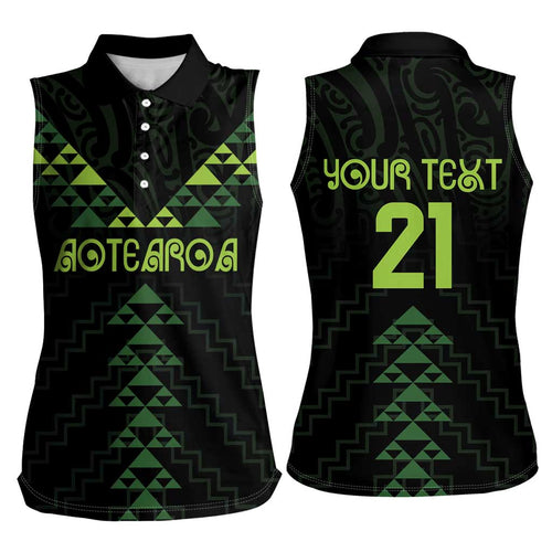 Custom New Zealand Maori Koru Koiri Motif Women Sleeveless Polo Shirt
