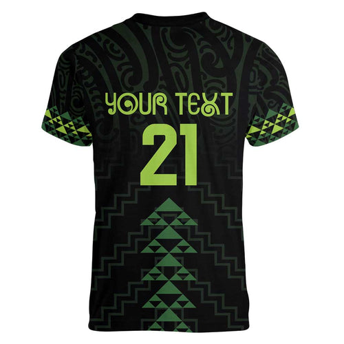 Custom New Zealand Maori Koru Koiri Motif Women V-Neck T-Shirt