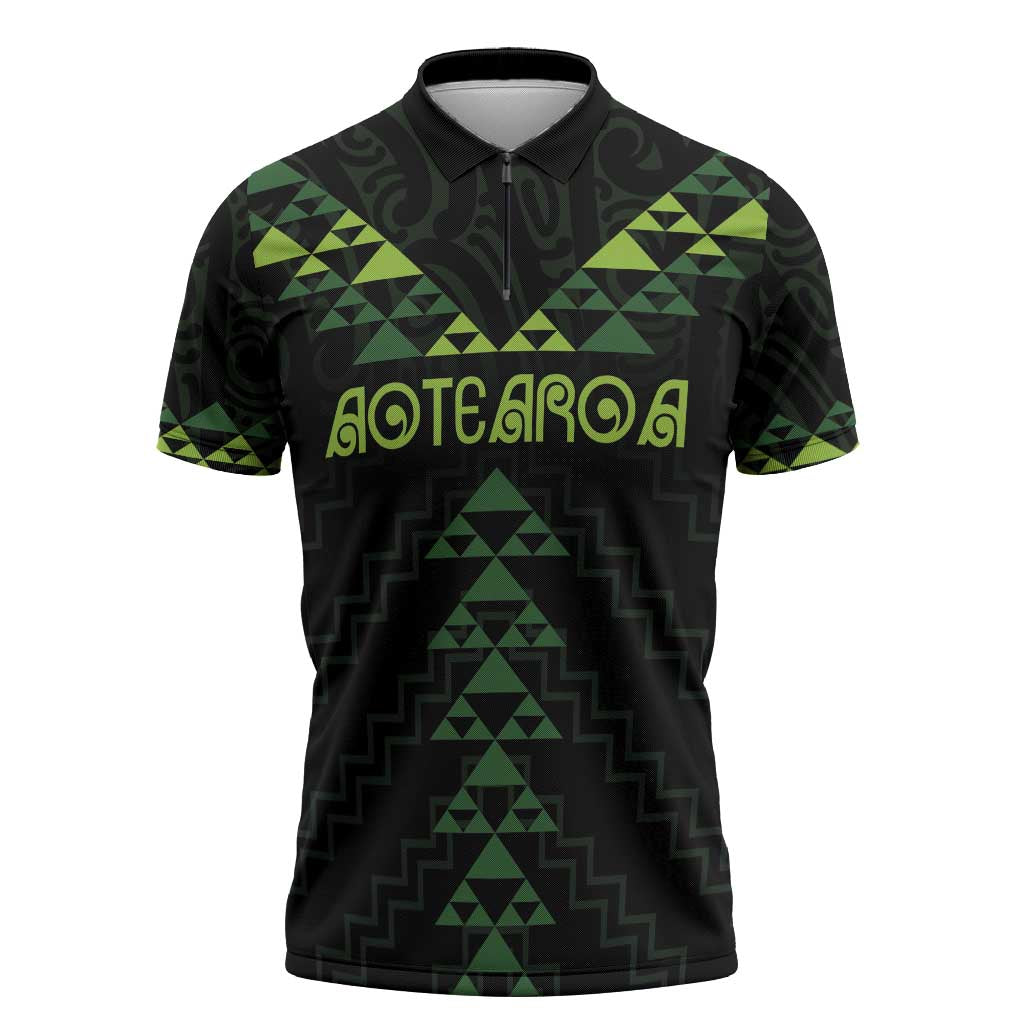 Custom New Zealand Maori Koru Koiri Motif Zipper Polo Shirt - Aussie Hoodie