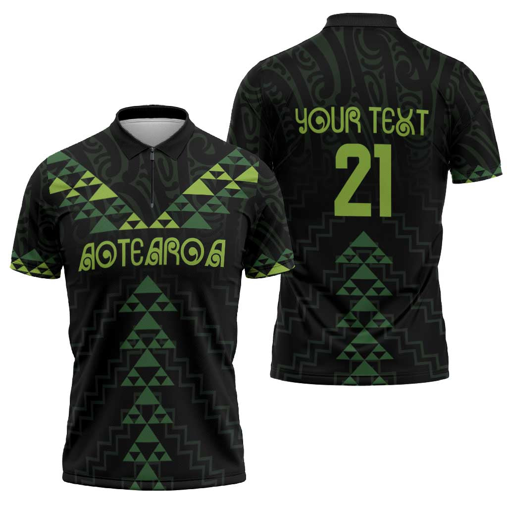 Custom New Zealand Maori Koru Koiri Motif Zipper Polo Shirt - Aussie Hoodie