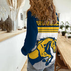Brumbies Rugby Union Women Casual Shirt Australia Silhouettes Of Horses LT9