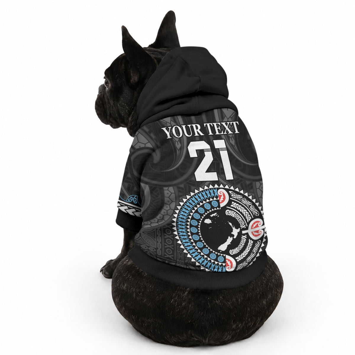 Custom Fiji and New Zealand Pet Hoodie Maori Fern Mix Tapa Tribal Unique
