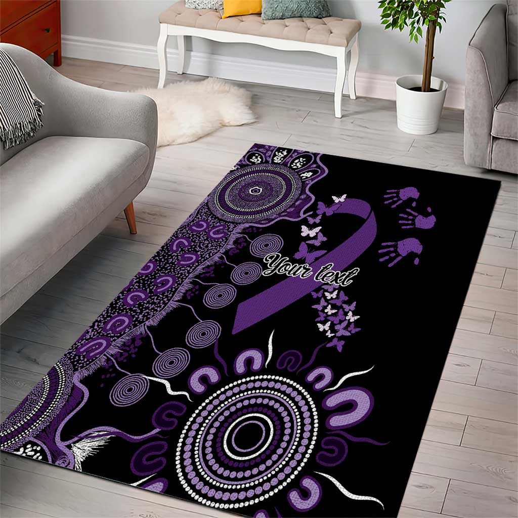 Memories Matter Alzheimers Awareness Personalised Area Rug Aboriginal Ribbon Dot Painting