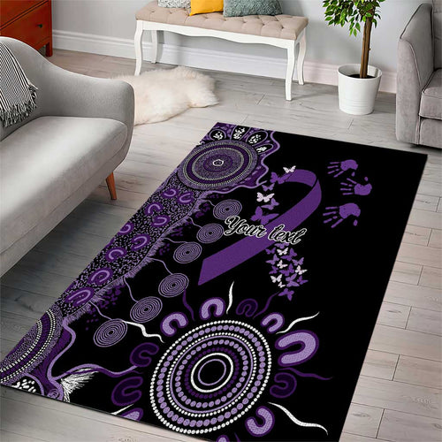 Memories Matter Alzheimers Awareness Personalised Area Rug Aboriginal Ribbon Dot Painting