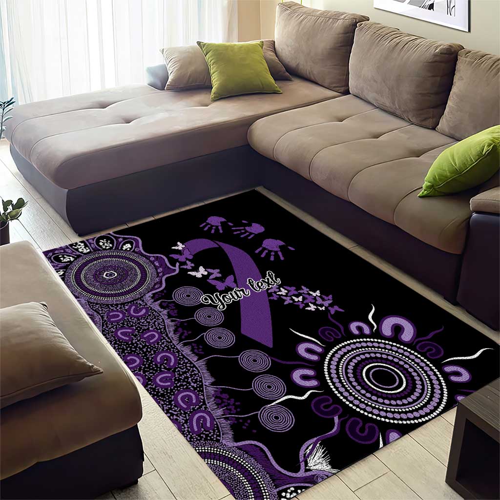 Memories Matter Alzheimers Awareness Personalised Area Rug Aboriginal Ribbon Dot Painting