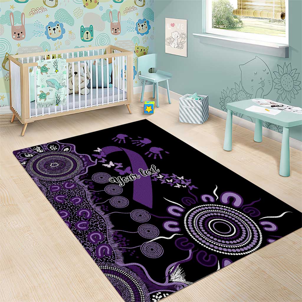 Memories Matter Alzheimers Awareness Personalised Area Rug Aboriginal Ribbon Dot Painting