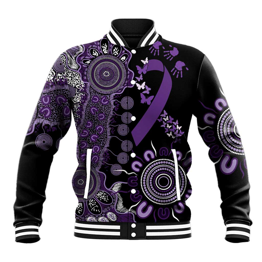 Memories Matter Alzheimers Awareness Personalised Baseball Jacket Aboriginal Ribbon Dot Painting