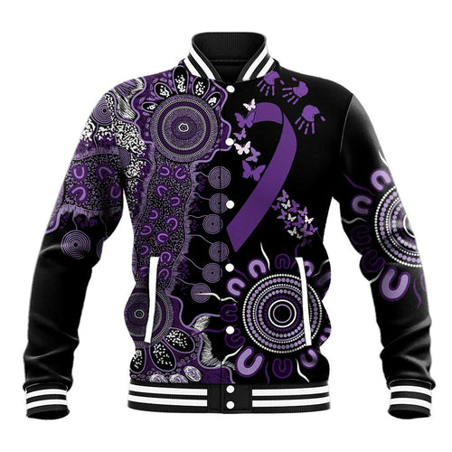 Memories Matter Alzheimers Awareness Personalised Baseball Jacket Aboriginal Ribbon Dot Painting