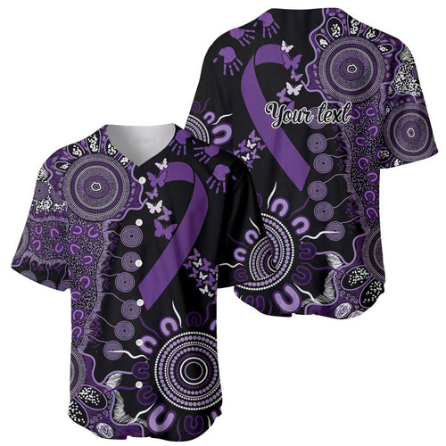 Memories Matter Alzheimers Awareness Personalised Baseball Jersey Aboriginal Ribbon Dot Painting